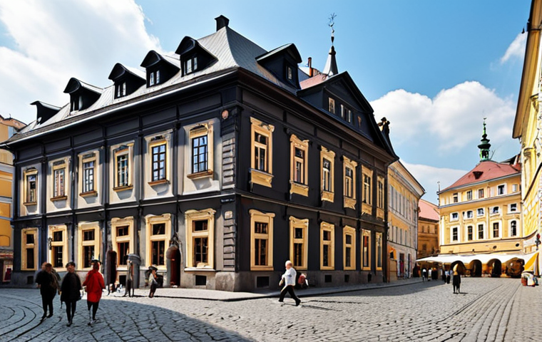 **

Lviv Market Square. Cobblestone streets, historic buildings (Town Hall, Black House, Korniakt Palace), people strolling, vibrant atmosphere. Focus on architecture and lively feel.

**