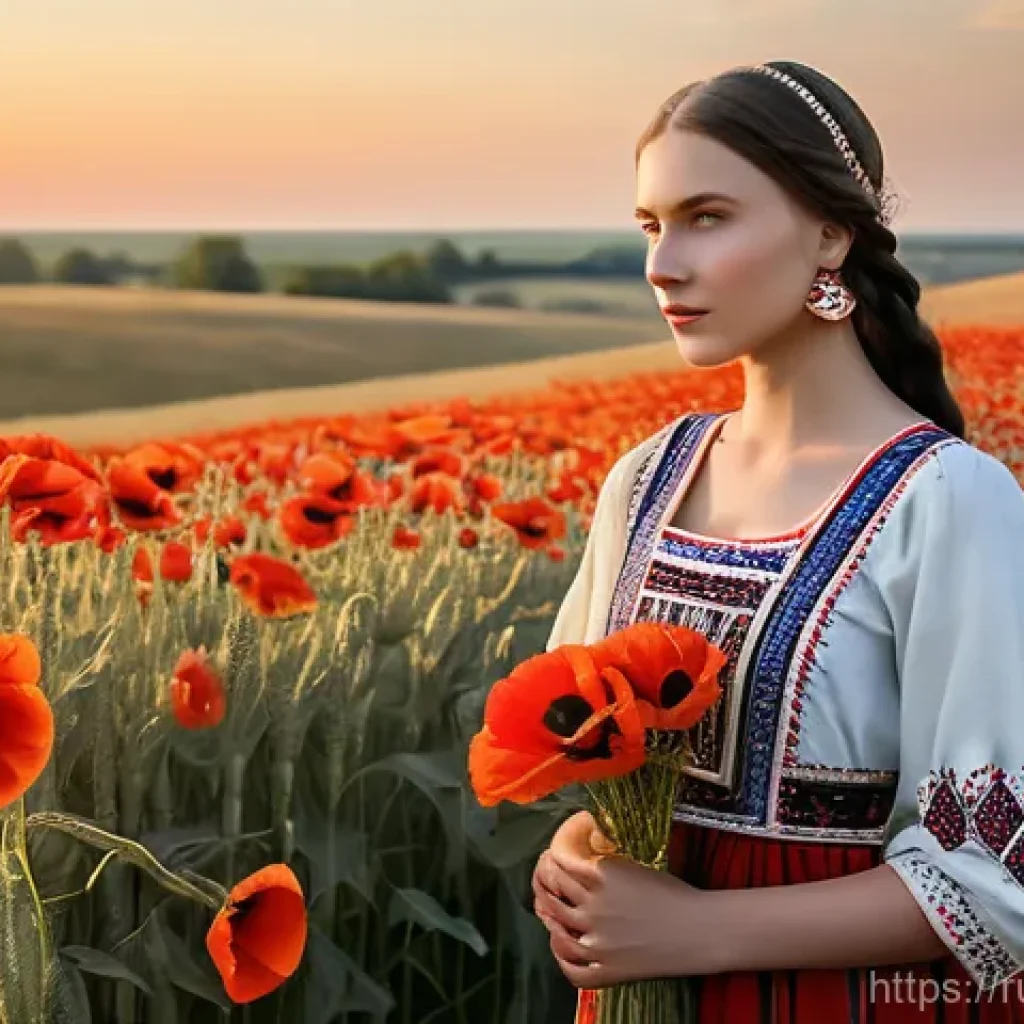 우크라이나인의 정체성 - **Prompt 1: "Ukrainian Cultural Heritage in a Golden Field"**
A captivating portrait of a young ...