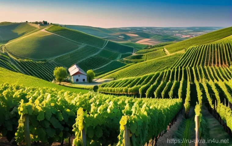우크라이나 와인 산업 - **Prompt 1: Diverse Ukrainian Wine Landscape**
"A stunning, wide-angle panoramic view of a quint...