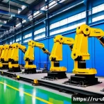 Home 18 우크라이나 산업 성장 가능성 - A modern Ukrainian steel manufacturing plant interior, showcasing advanced robotic arms assembling m...