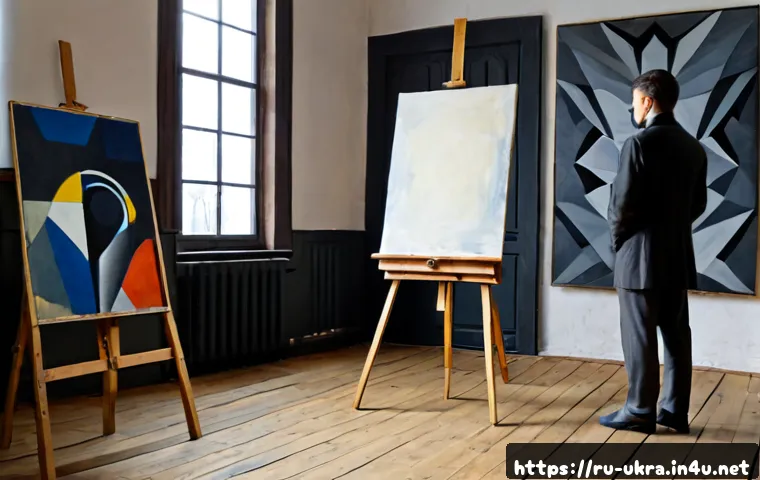 Home 17 우크라이나 출신 유명 화가 - Photorealistic portrait of an early 20th-century Ukrainian avant-garde painter in a quiet Kyiv studi...